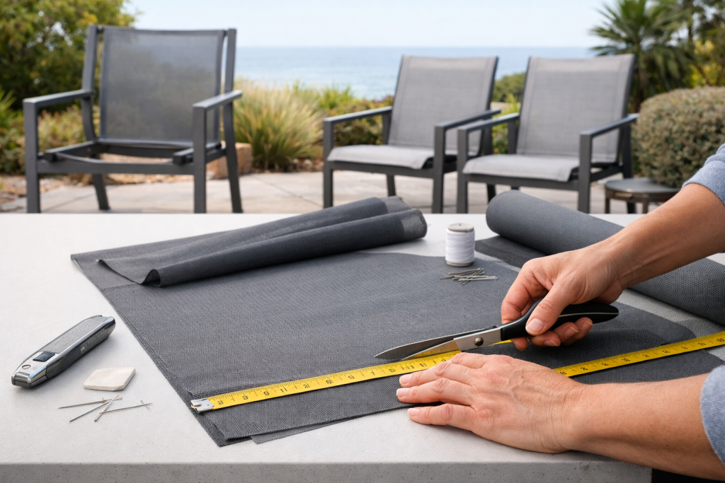 Sling Measurement Guide | patio chair sling fabric by the yard | Measure for Replacement Slings