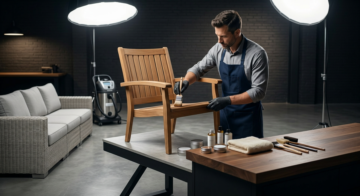 A modern patio in 2026 showcasing the results of excellent Patio Furniture Maintenance: The Ultimat care.