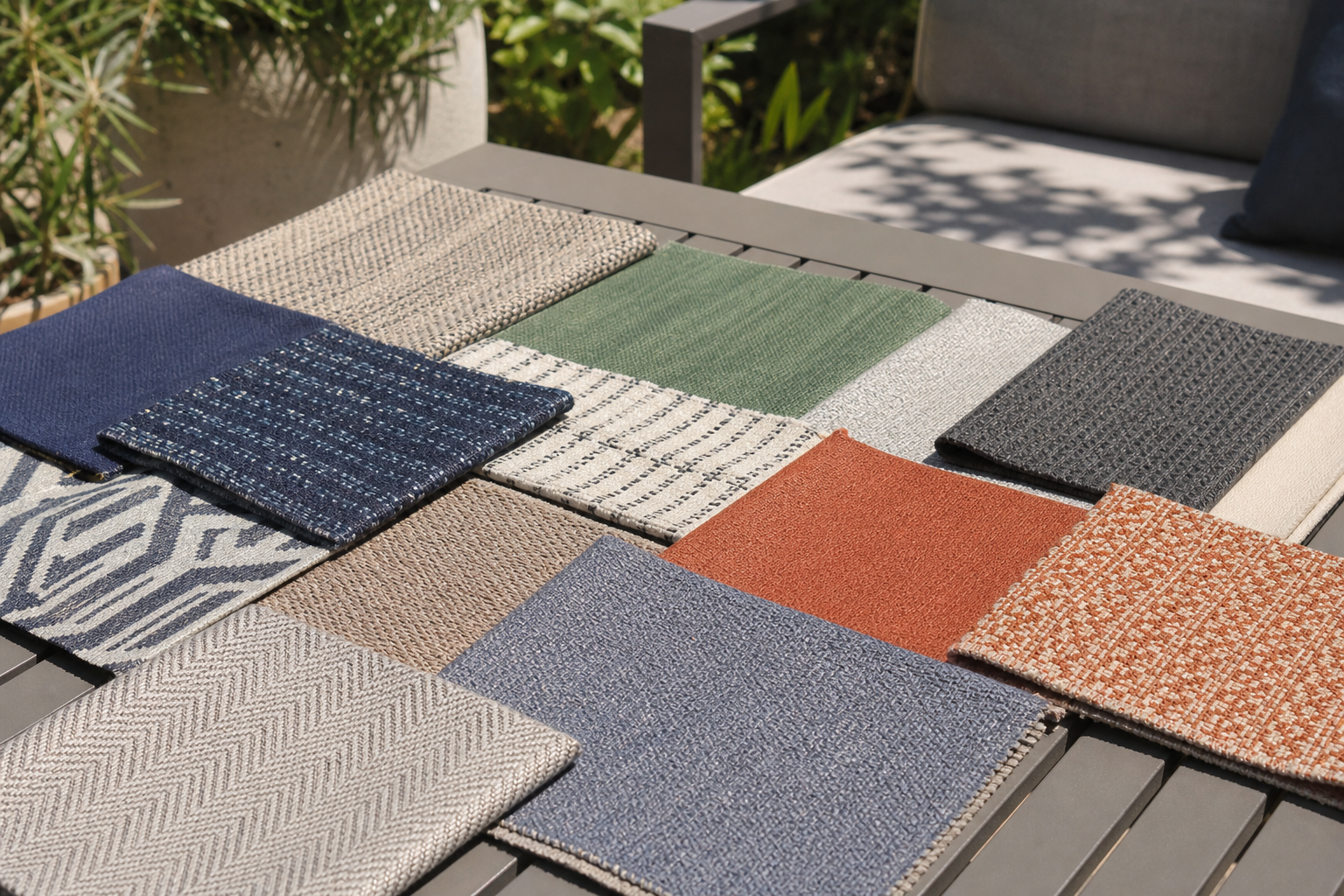 Vibrant collection of Outdoor Fabric Samples for patio furniture