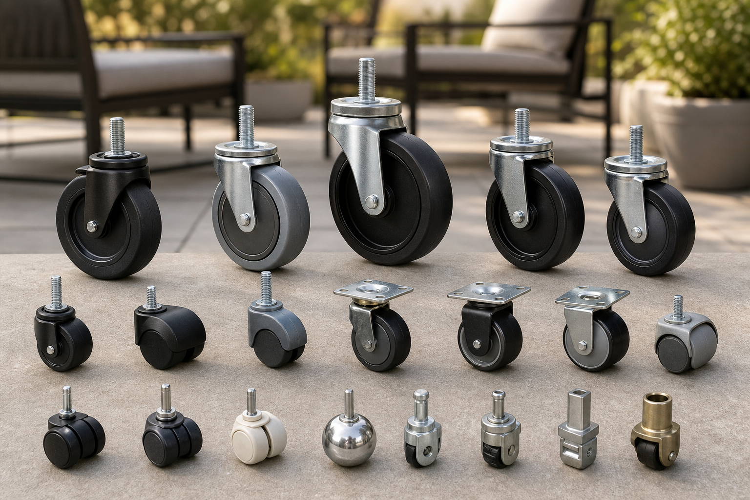 Close-up of high-performance Patio Chair Wheels assembly