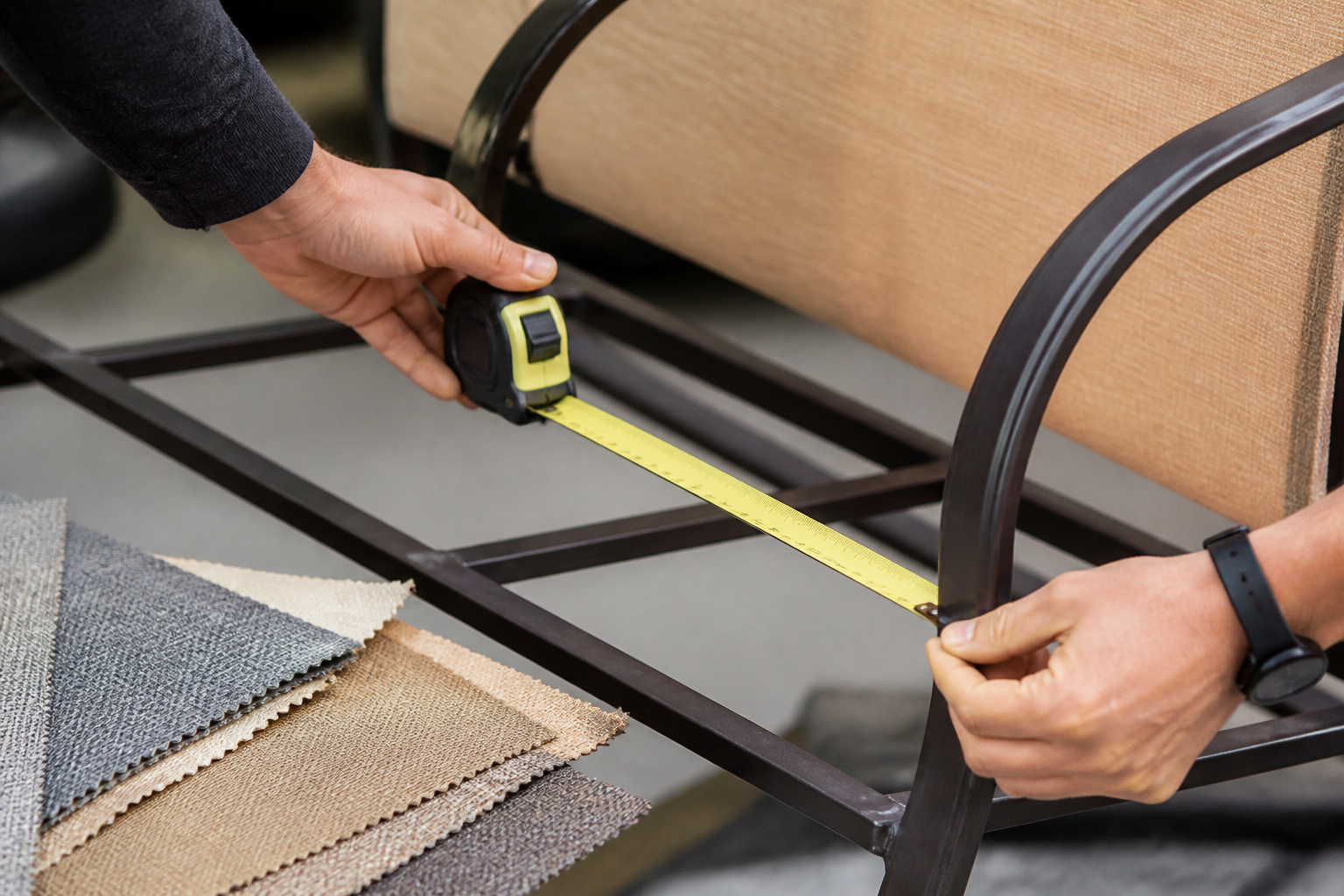 Measuring for a custom loveseat sling replacement to fix Loveseat Sling Sagging.