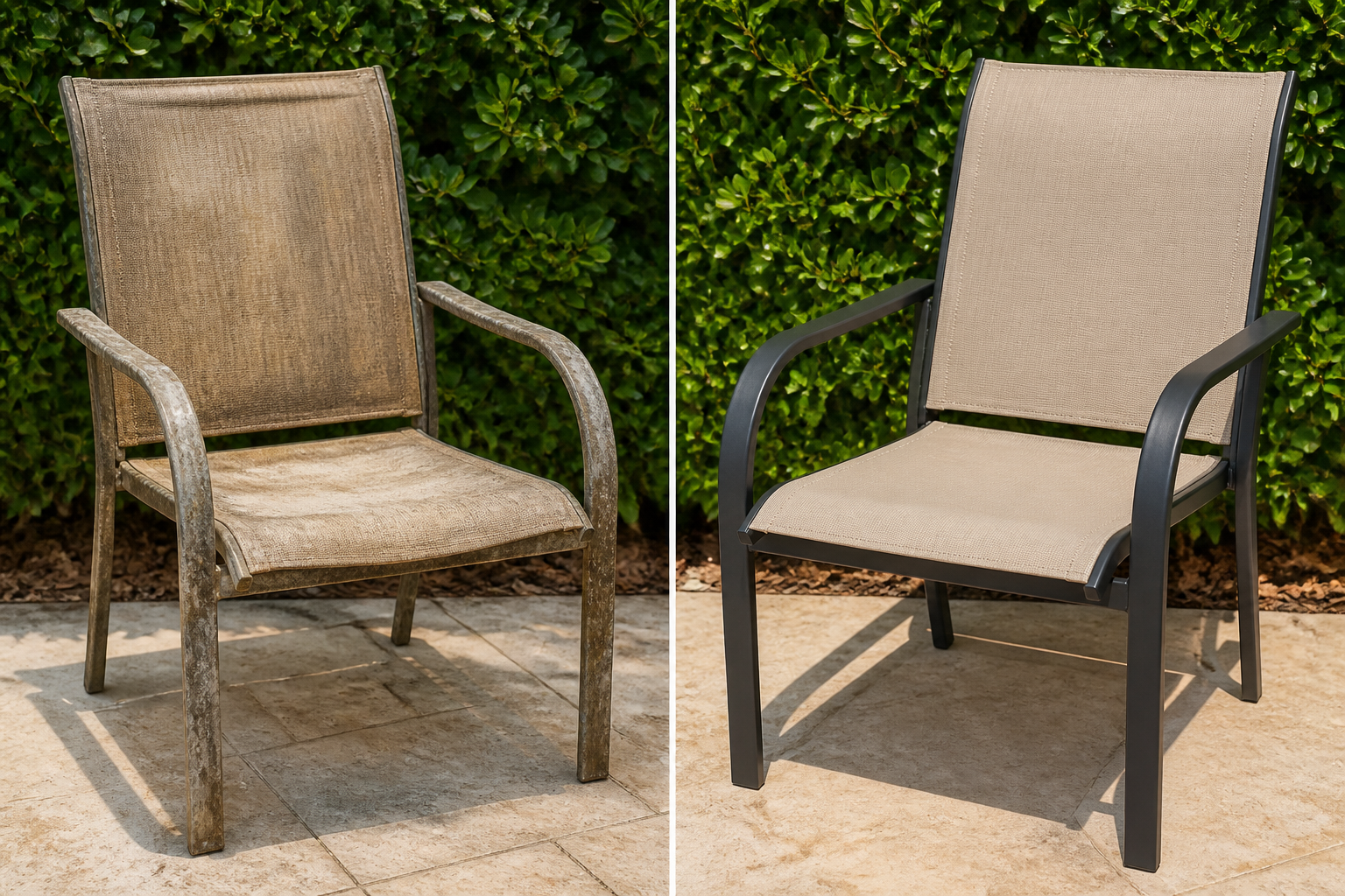 Expert workshop demonstrating the process of achieving high Patio Furniture Restoration Value across various materials.